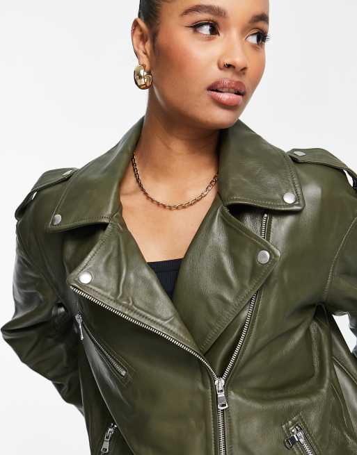 Asos petite leather on sale jacket