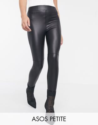 petite leather look pants