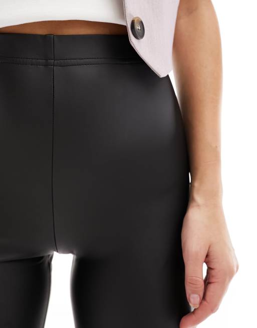 New Look Petite leather-look legging in black, ASOS