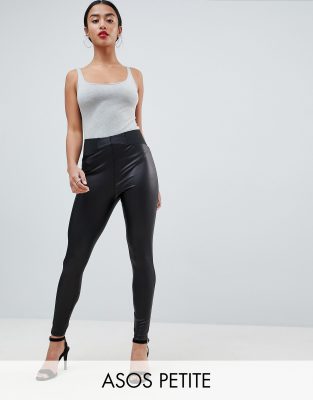 petite leather look leggings