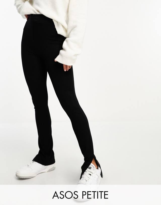 ASOS Petite - ASOS DESIGN Petite legging with side split in black