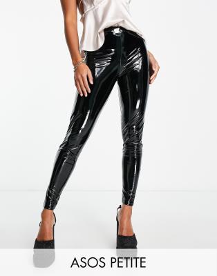 ASOS DESIGN Petite – Leggings aus Vinyl in Schwarz 