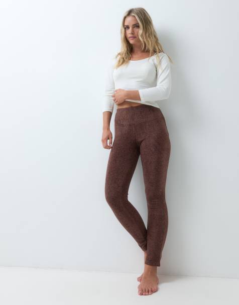 ASOS DESIGN Petite lekkie legginsy polarowe do zestawiania w kolorze czekoladowym - view 1
