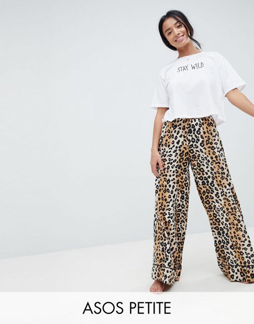 ASOS DESIGN wide leg trousers in leopard print