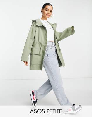 ASOS DESIGN Petite lightweight parka in sage-Green