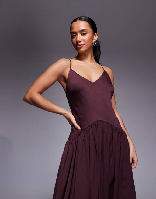 ASOS DESIGN Petite - Lilla midaxi-kjole med skråsnit og boblenederdel, 4 af 4