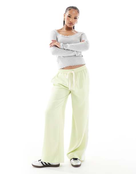 ASOS DESIGN Petite – Limonkowe wciągane spodnie z kontrastowymi lampasami - view 1