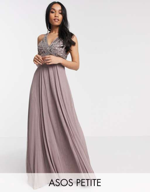 Petite embellished maxi store dress