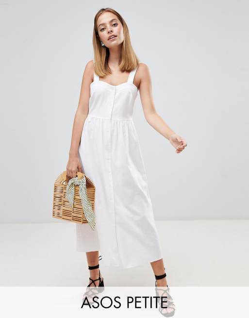 ASOS DESIGN Petite Linen Button Through Maxi Dress | ASOS