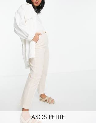 Asos Petite Asos Design Petite Linen Cigarette Pant In Pink