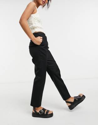 petite black linen pants