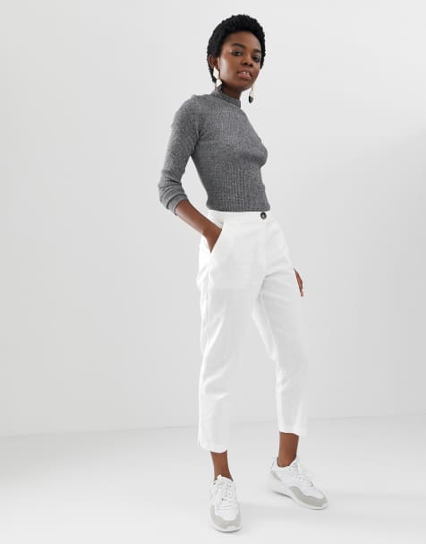 ASOS DESIGN Petite Linen Clean Cigarette Trouser