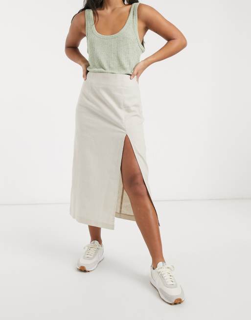 Petite linen 2025 midi skirt