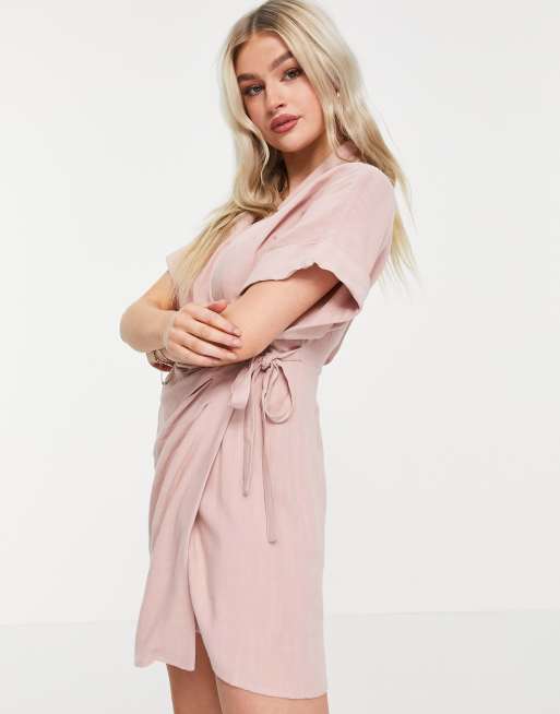 Asos pink wrap store dress