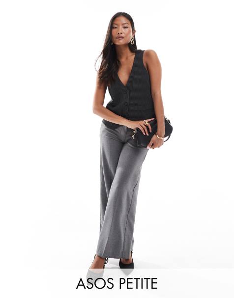 ASOS DESIGN Petite – Locker und gerade geschnittene Hose in Grau mit 5-Taschen-Design - view 1