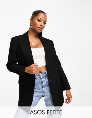 Asos Petite Asos Design Petite Long Line Perfect Blazer In Black