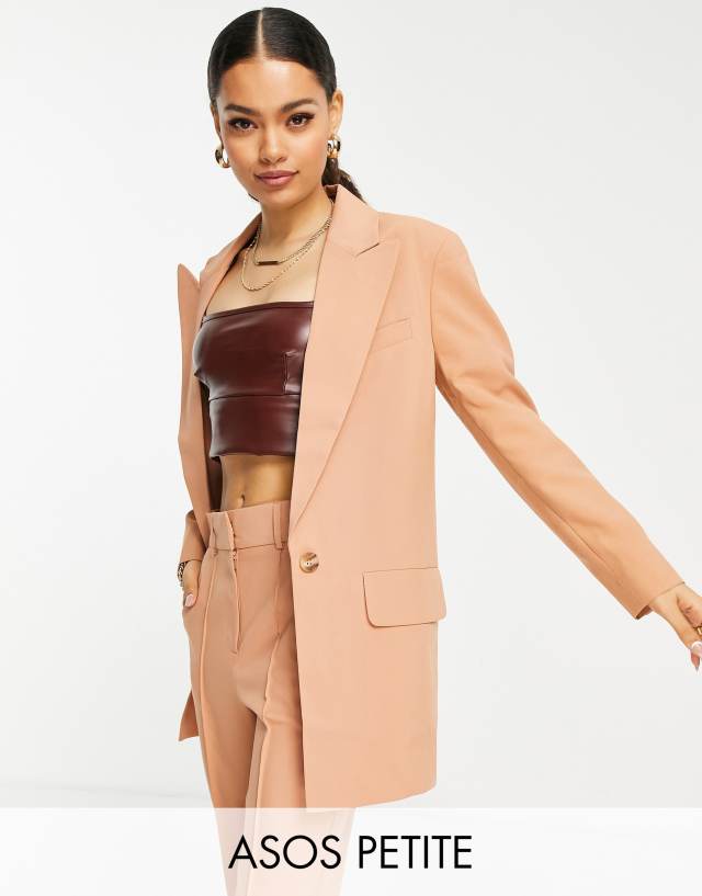 ASOS DESIGN Petite long line perfect blazer in blush