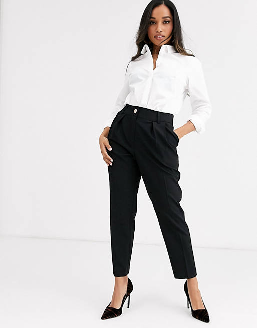Women Shirts & Blouses/Petite long sleeve fitted shirt in stretch cotton in white 