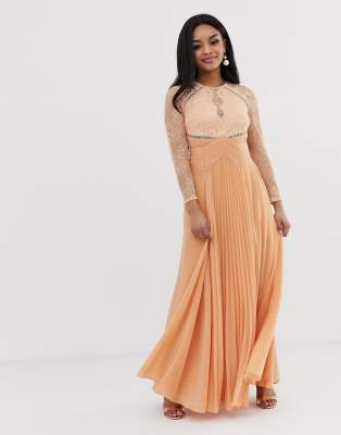 long pleated maxi dress