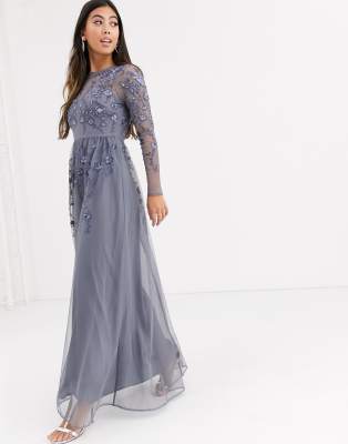 petite maxi long sleeve dress