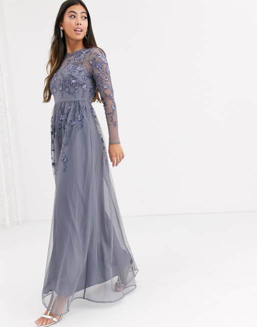 Petite maxi 2025 long sleeve dress