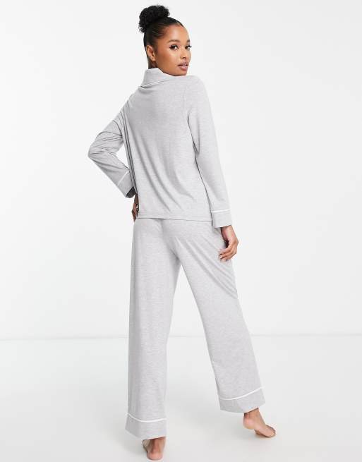 ASOS DESIGN Petite long sleeve shirt trouser pyjama set with