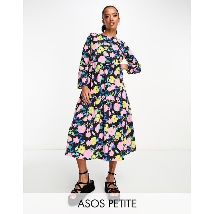 Asos black best sale floral midi dress