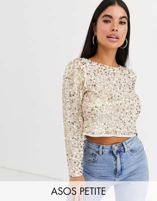 long sleeve top with sequin embellishment