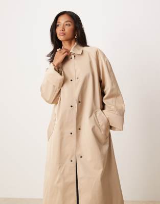 Asos Petite Asos Design Petite Longline Car Coat Trench In Neutral