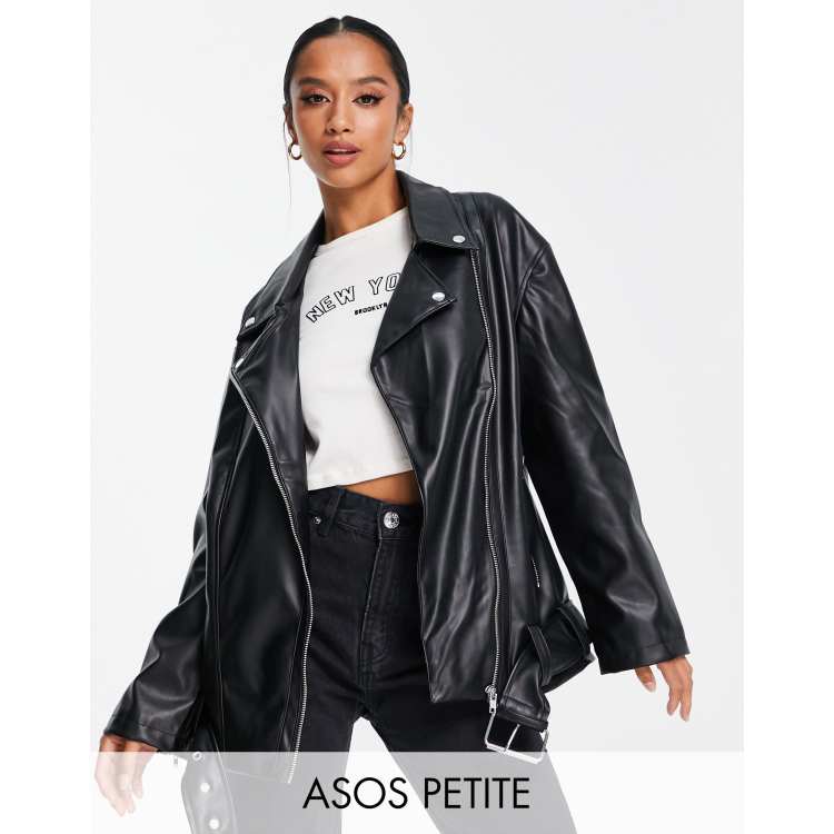 Soft brushed longline hot sale moto jacket