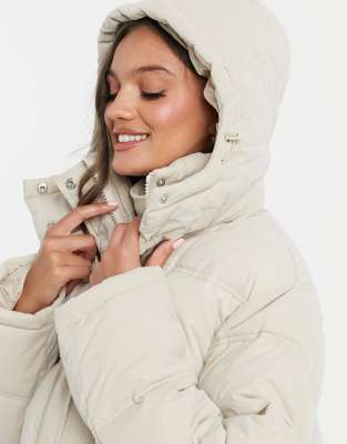 longline cream puffer coat