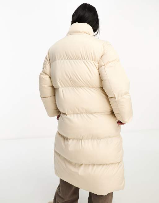 ASOS DESIGN Petite longline puffer coat in cream