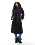[ASOS Petite] ASOS DESIGN Petite longline trench coat in black 4 Black