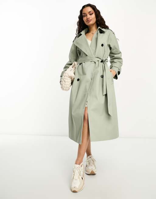 ASOS DESIGN longline trench coat in khaki