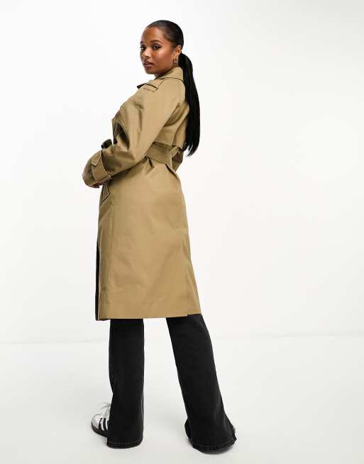 ASOS DESIGN Petite longline trench coat in olive ASOS