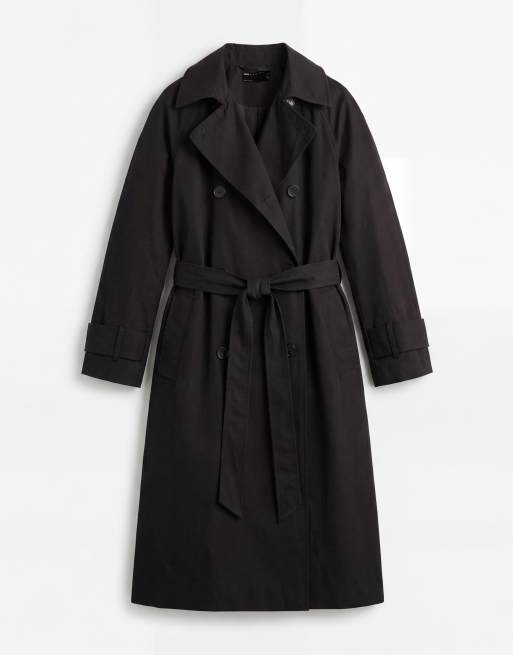 ASOS DESIGN Petite longline water repellent trench coat in black, 5 of 7