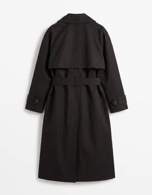 ASOS DESIGN Petite longline water repellent trench coat in black, 6 of 7