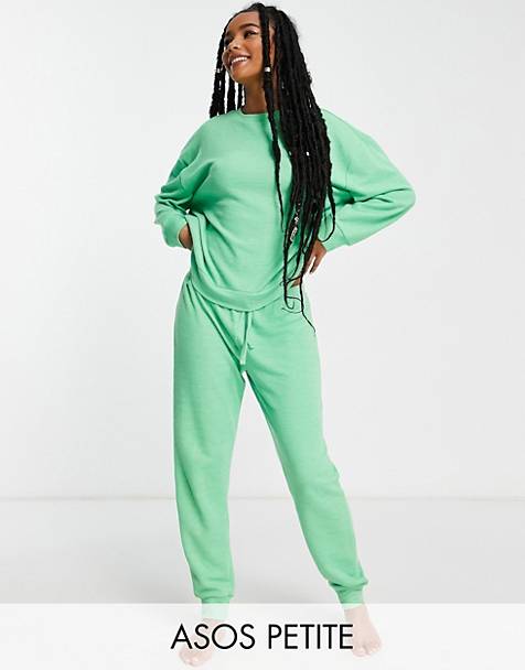 Asos Donna Abbigliamento Abbigliamento per la notte Loungewear Pantaloncini da casa a coste spazzolati verdi in coordinato 