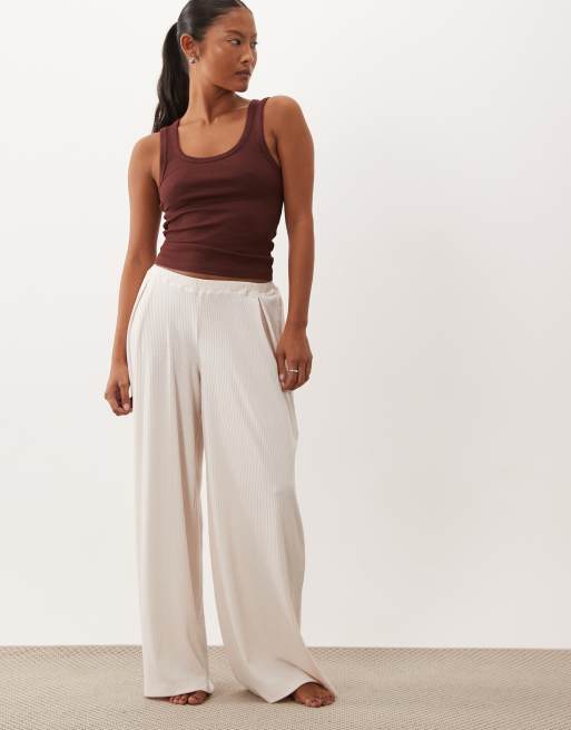 ASOS Design rib loungewear set in Cream, 2 of 6
