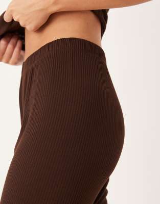 Asos Petite Asos Design Petite Lounge Mix & Match Ribbed Leggings In Brown