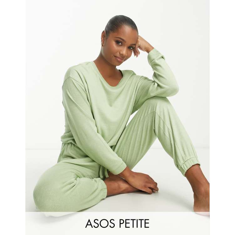 ASOS DESIGN Petite lounge super soft jumpsuit in sage ASOS