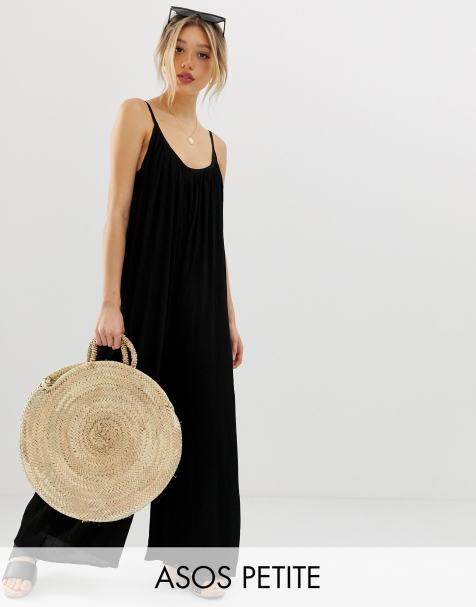 ASOS DESIGN Petite low back jumpsuit in crinkle