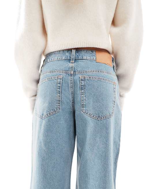 ASOS DESIGN Petite baggy wide leg jeans in lightwash