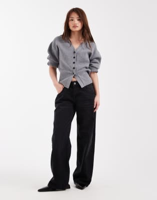 low rise baggy jeans in washed black