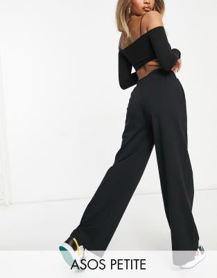 ASOS DESIGN low rise straight leg sweatpants with pintuck in black