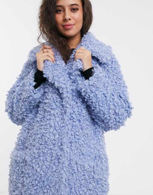 Blue teddy clearance coat river island