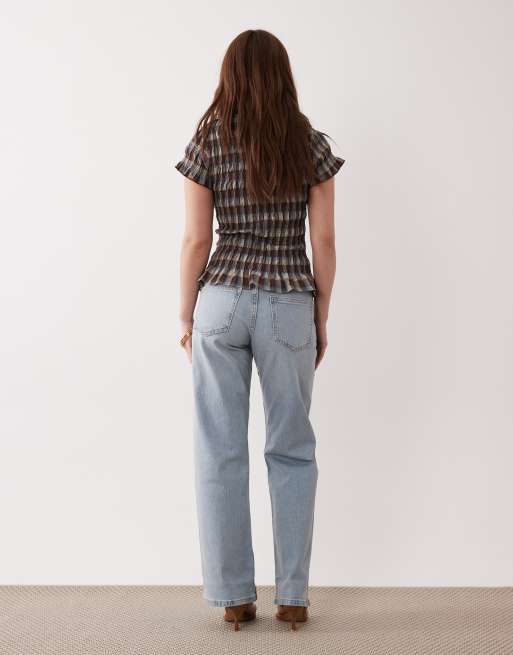 ASOS DESIGN Petite - Lyseblå forvaskede jeans med lige ben og komfortabel stretch, 3 af 5