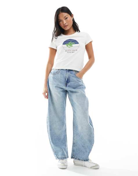 ASOS DESIGN Petite - Lyseblå jeans med tøndeformede ben - view 1