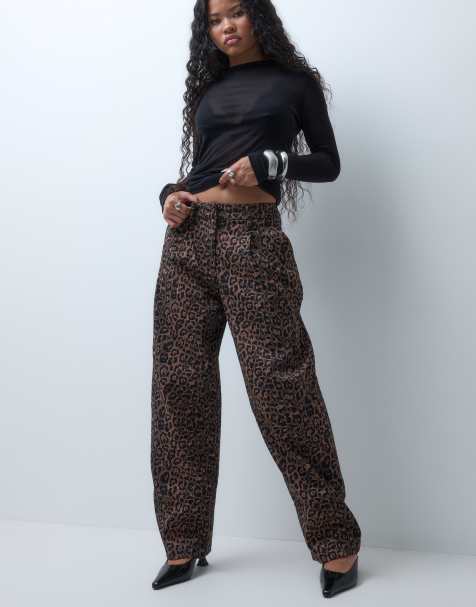 ASOS DESIGN Petite maßgeschneiderte Barrel-Hose mit Leopardenmuster - view 1