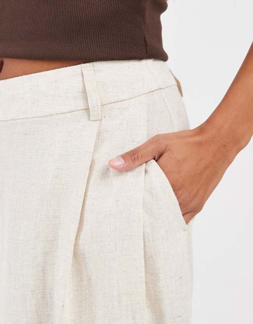 ASOS DESIGN Petite maßgeschneiderte Culotte mit hohem Bund und Leinen, 3 von 5